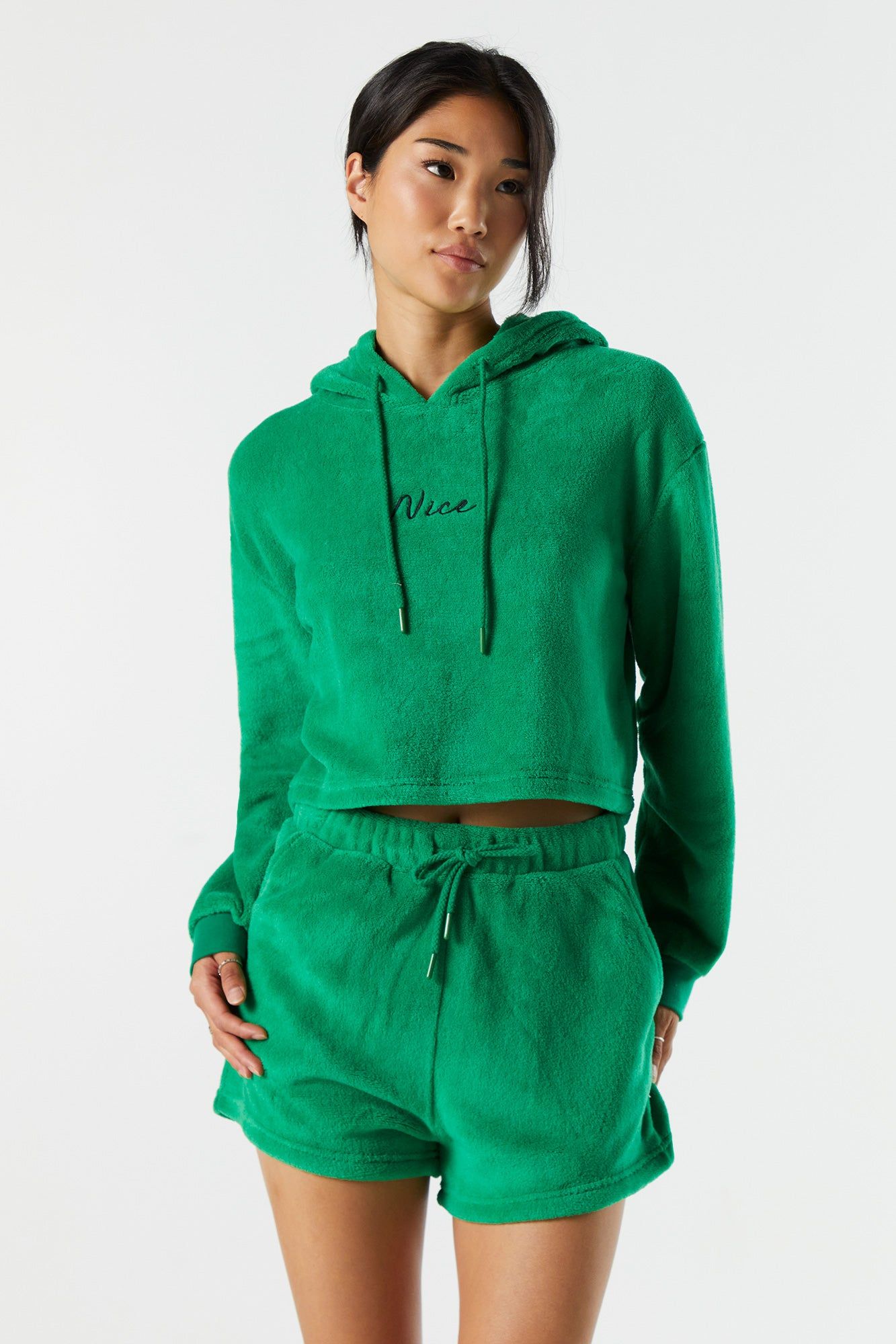 Nice Embroidered Sherpa Pajama Hoodie sold by Urban Planet