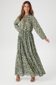 Chiffon Floral Print Self Tie Maxi Dress sold by Urban Planet