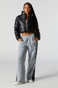 Faux Leather Cropped Puffer Jacket sold by Urban Planet