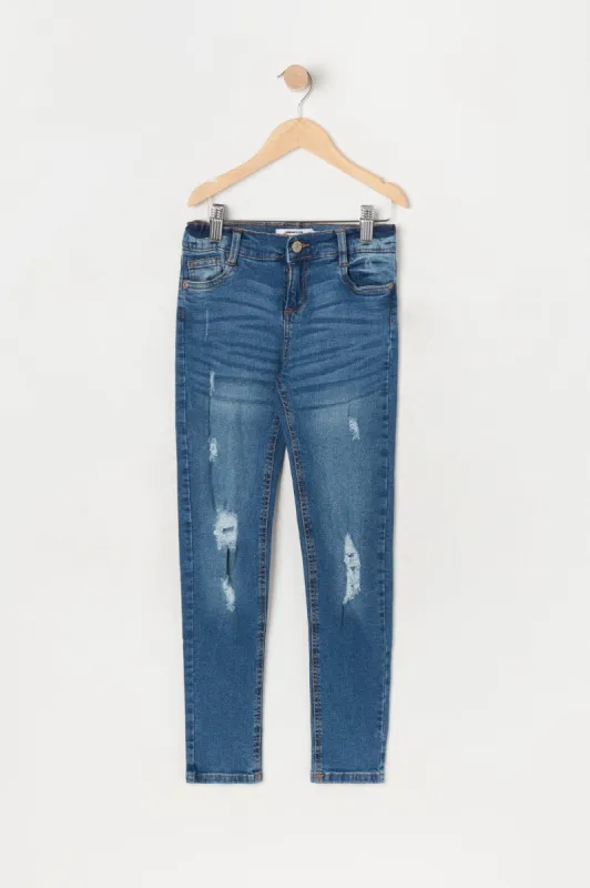 Girls Miami Distressed Dark Wash Skinny Jean sold by Urban Planet