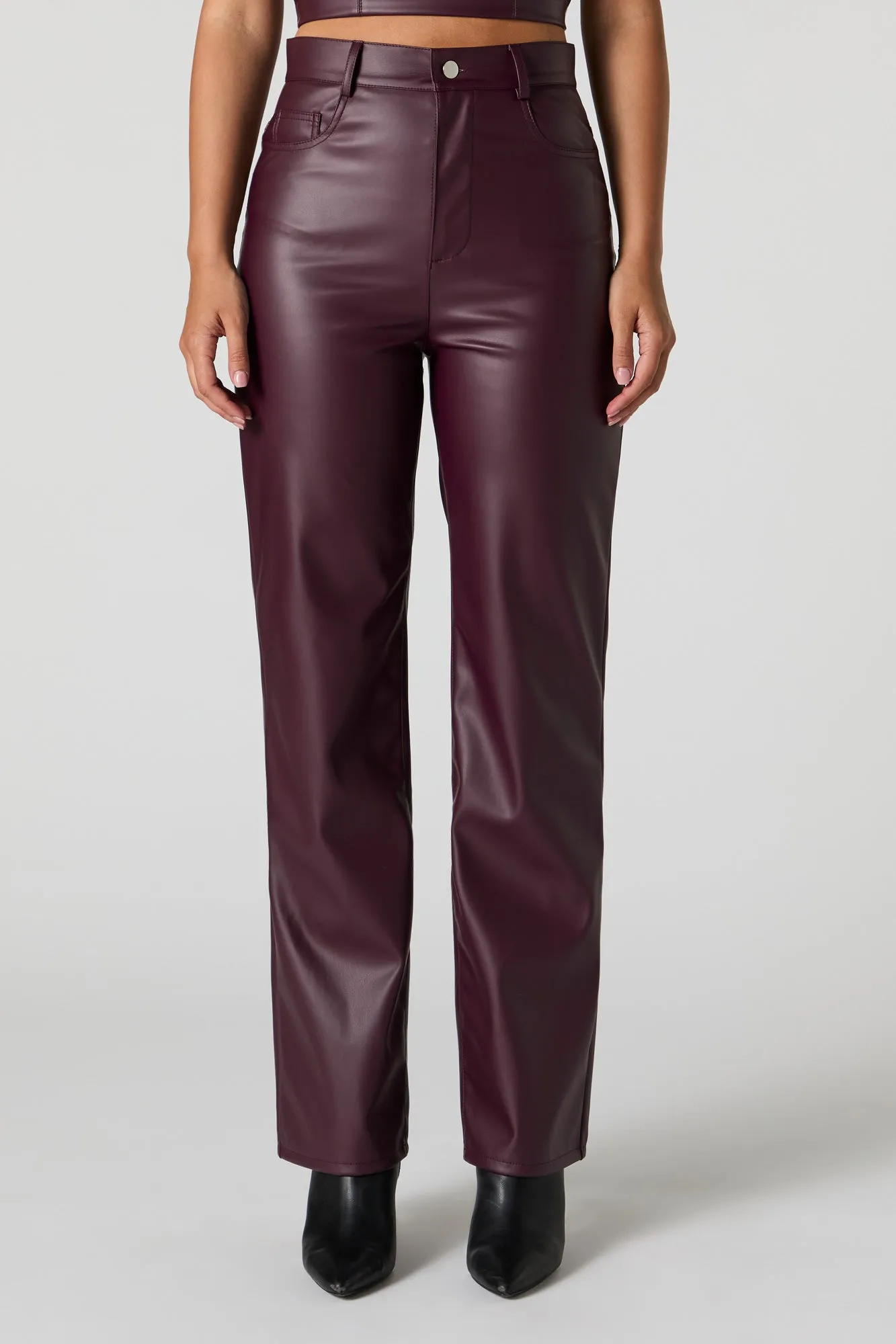 Pantalon habillé à jambe droite en similicuir sold by Urban Planet product image thumbnail 5