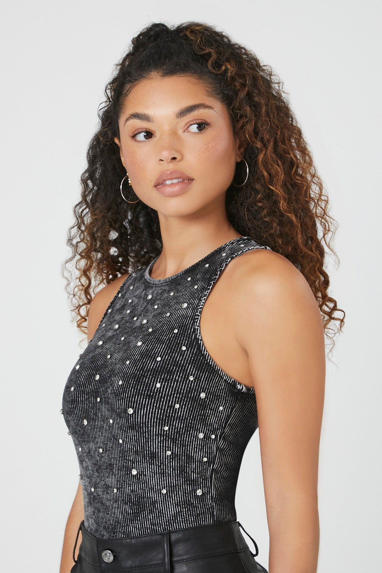 Rhinestone Ribbed Knit Bodysuit sold by Urban Planet product image thumbnail 2