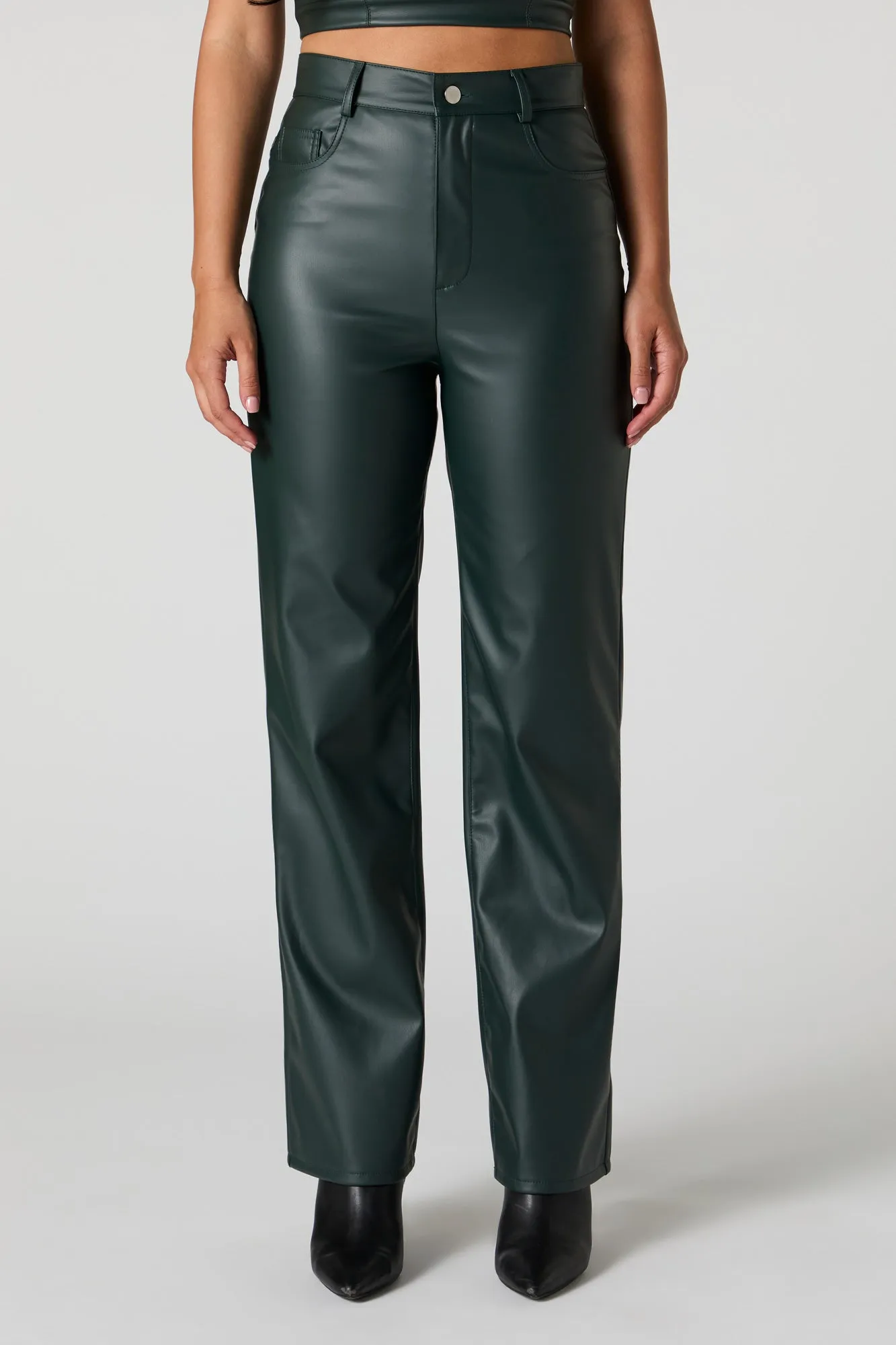 Pantalon habillé à jambe droite en similicuir sold by Urban Planet product image thumbnail 2