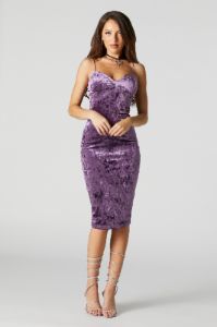 Purple Velvet Sweetheart Bodycon Midi Dress sold by Urban Planet