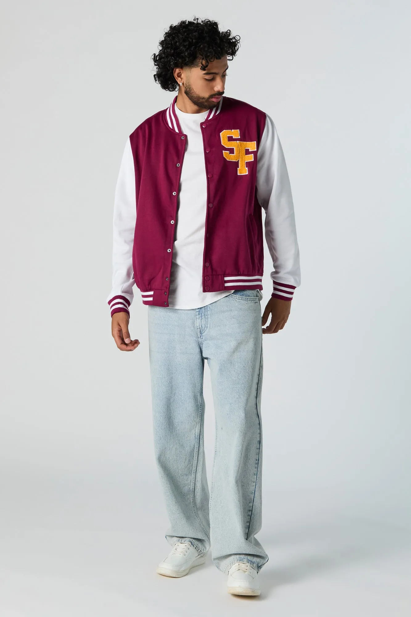 SF Chenille Embroidered Varsity Jacket sold by Urban Planet product image thumbnail 3