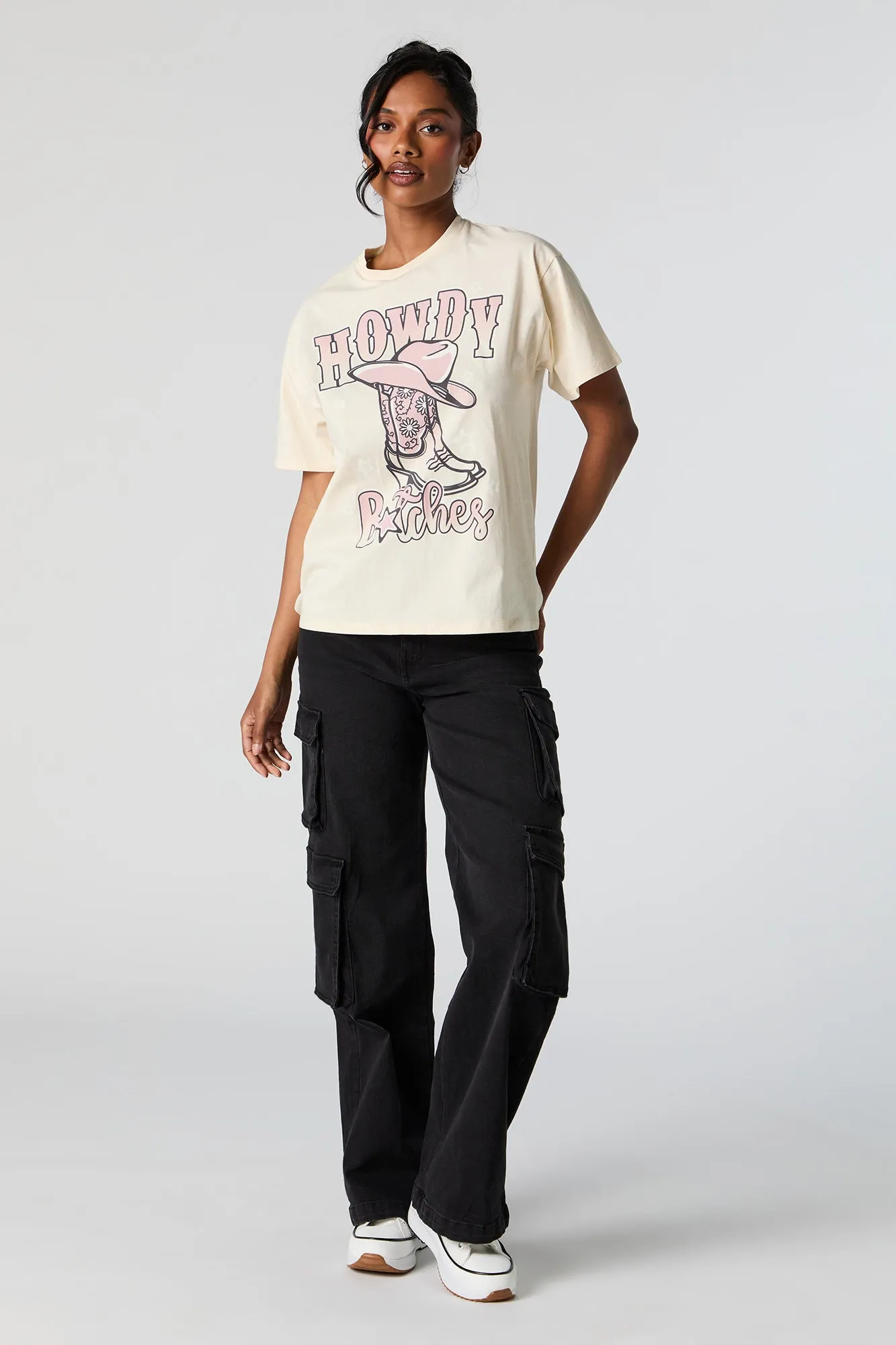 Howdy Btches Graphic Boyfriend T-Shirt sold by Urban Planet product image thumbnail 2