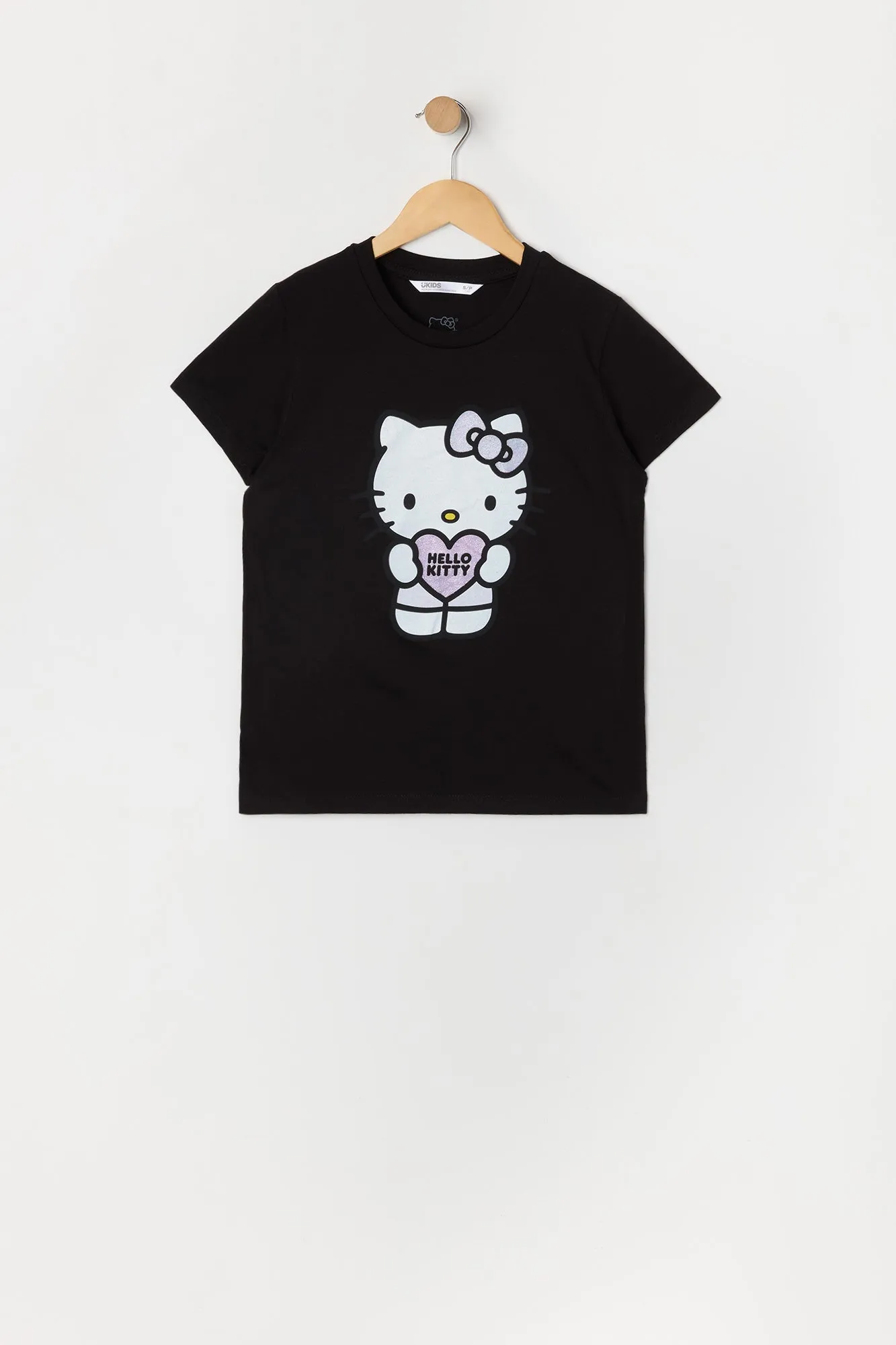 T-shirt noir à imprimé Hello Kitty pour fille sold by Urban Planet
