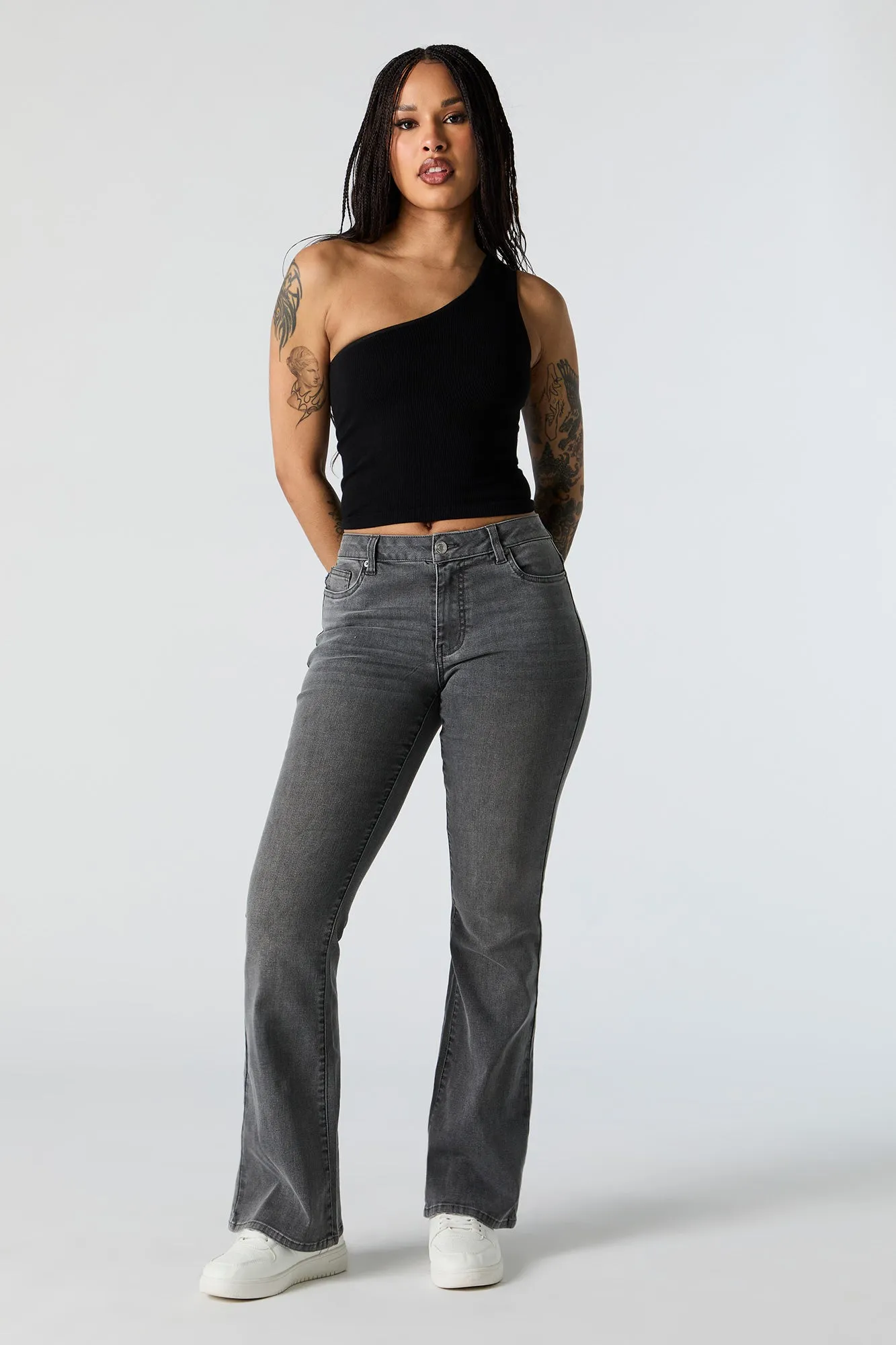 Austin Grey Wash Low Rise Flare Jean sold by Urban Planet