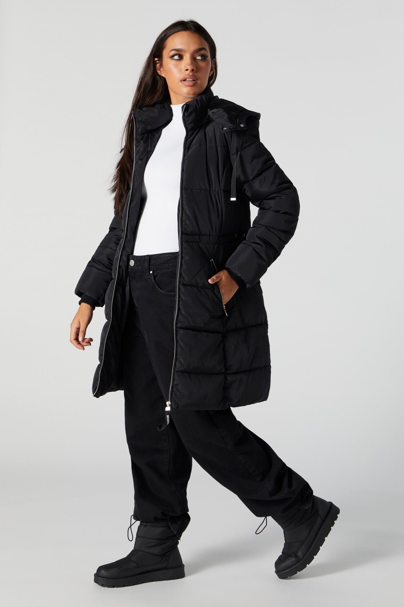 Longline Hooded Puffer Jacket sold by Urban Planet product image thumbnail 3