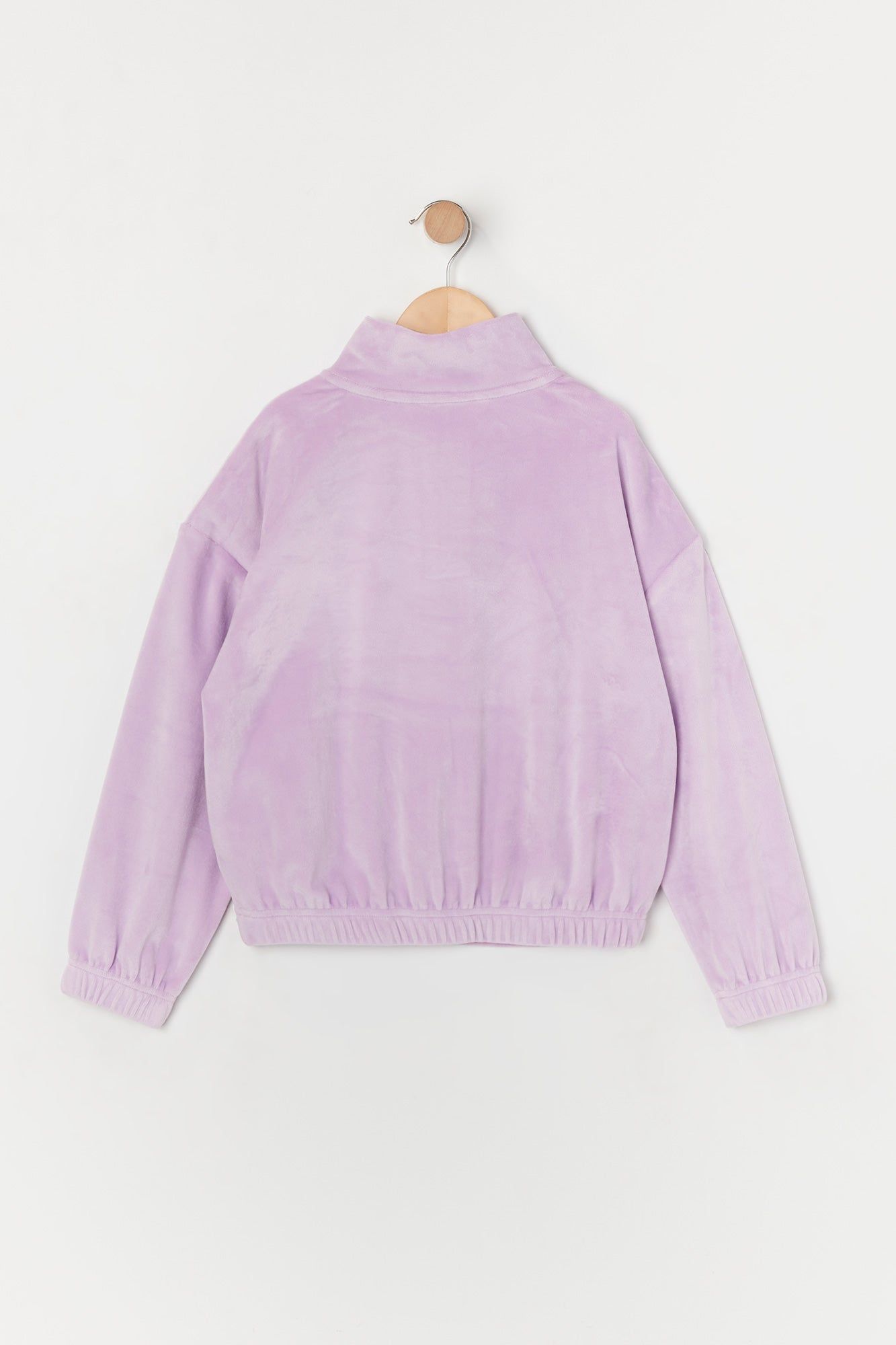 Girls Rhinestone Butterfly Velour Half Zip Sweatshirt sold by Urban Planet product image thumbnail 2