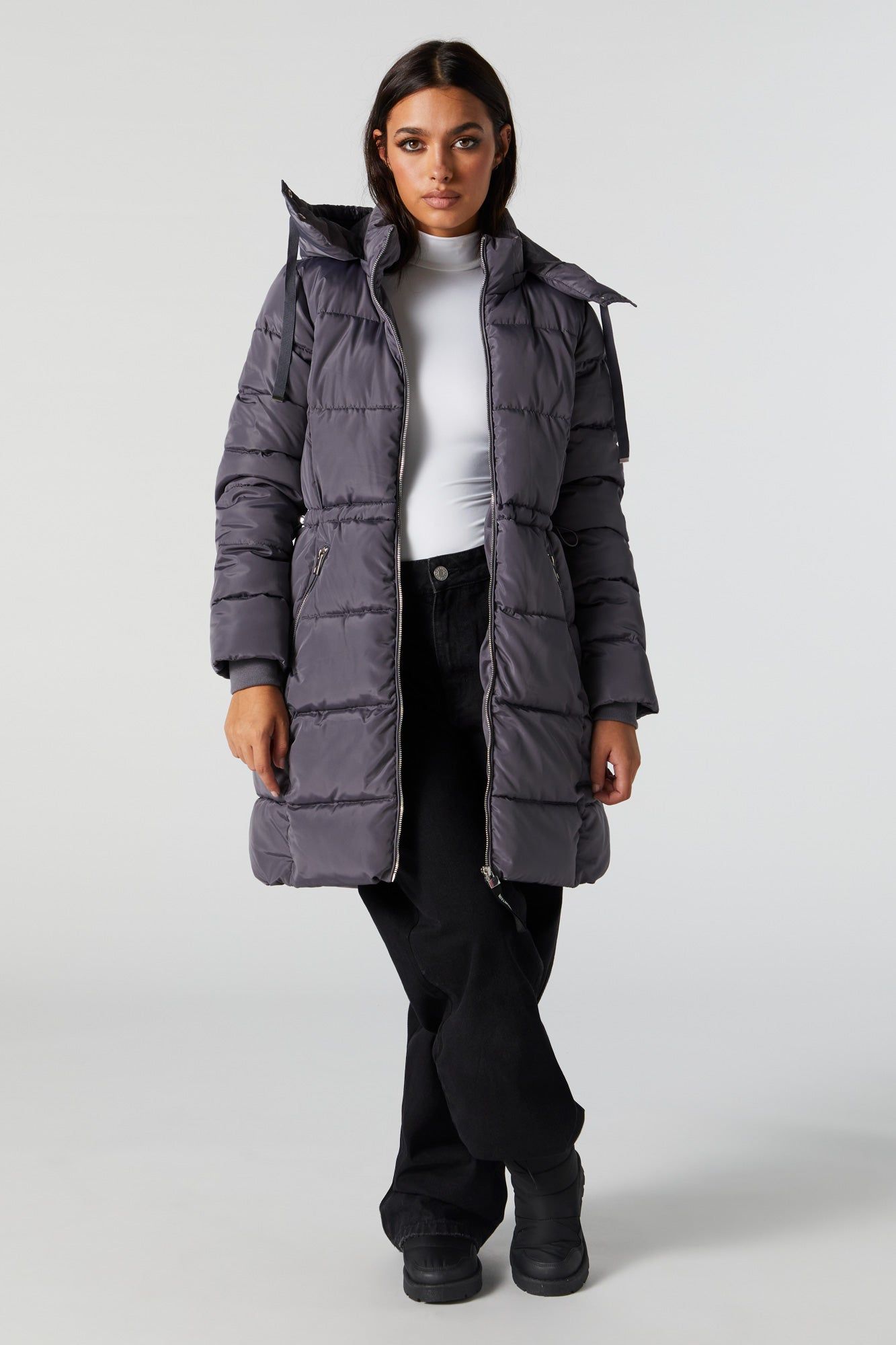 Longline Hooded Puffer Jacket sold by Urban Planet product image thumbnail 7