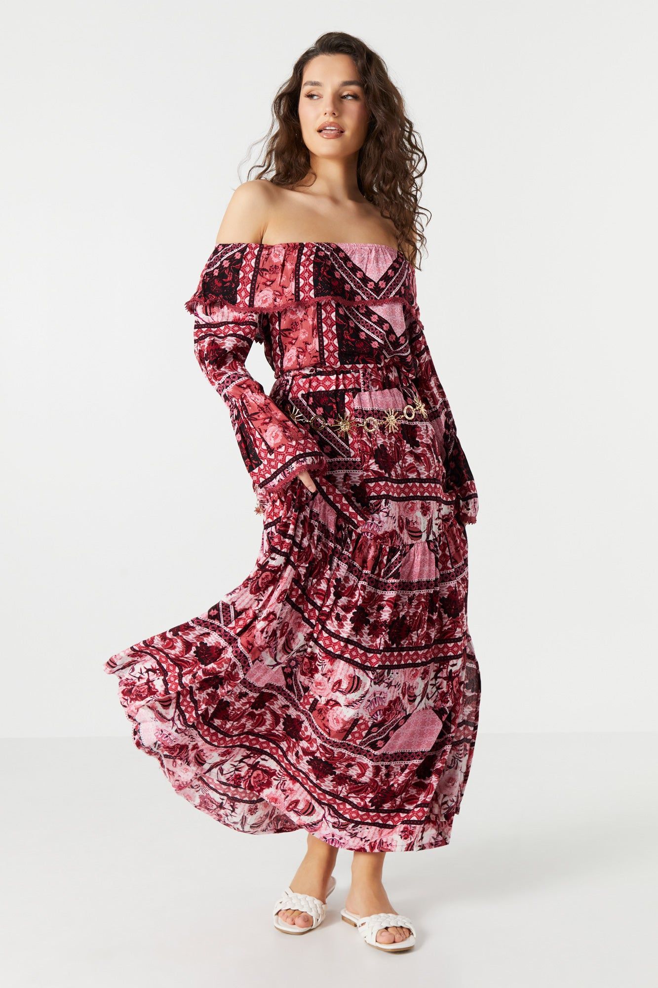 Jupe maxi évasée fleurie avec fente sold by Urban Planet