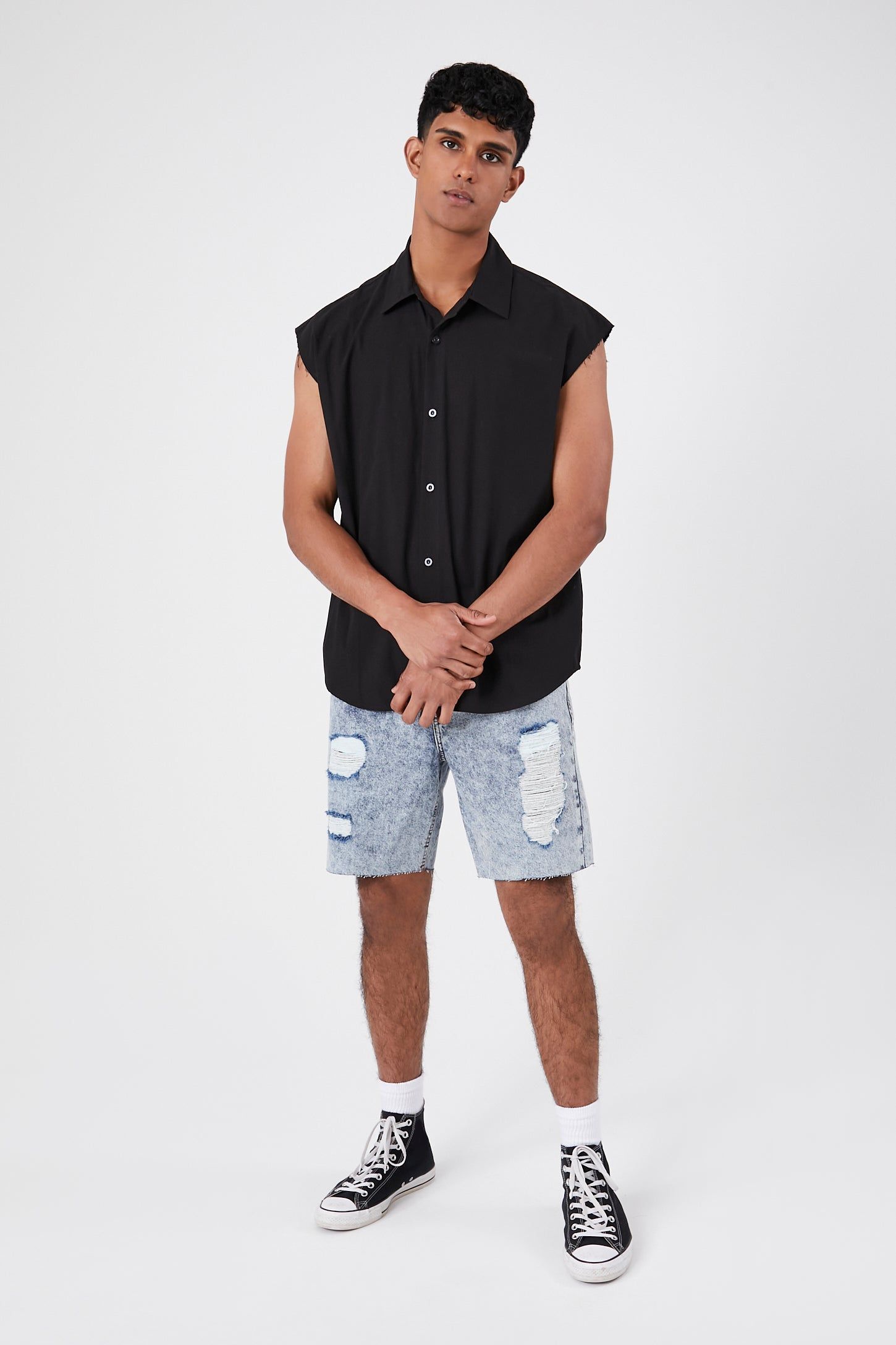 Raw Cut Sleeveless Button-Up Top sold by Urban Planet product image thumbnail 4