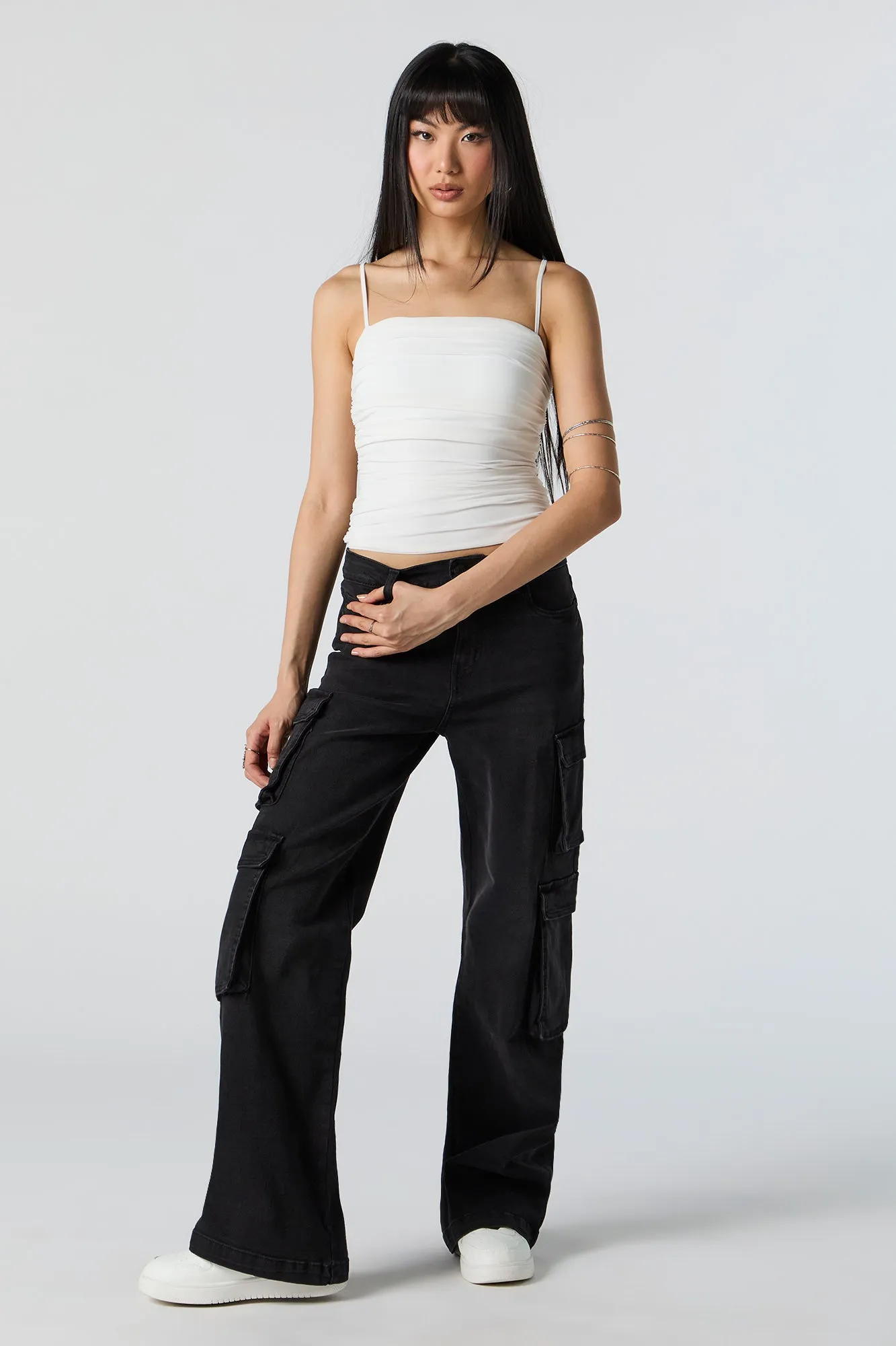 Mesh Ruched Tank sold by Urban Planet product image thumbnail 4