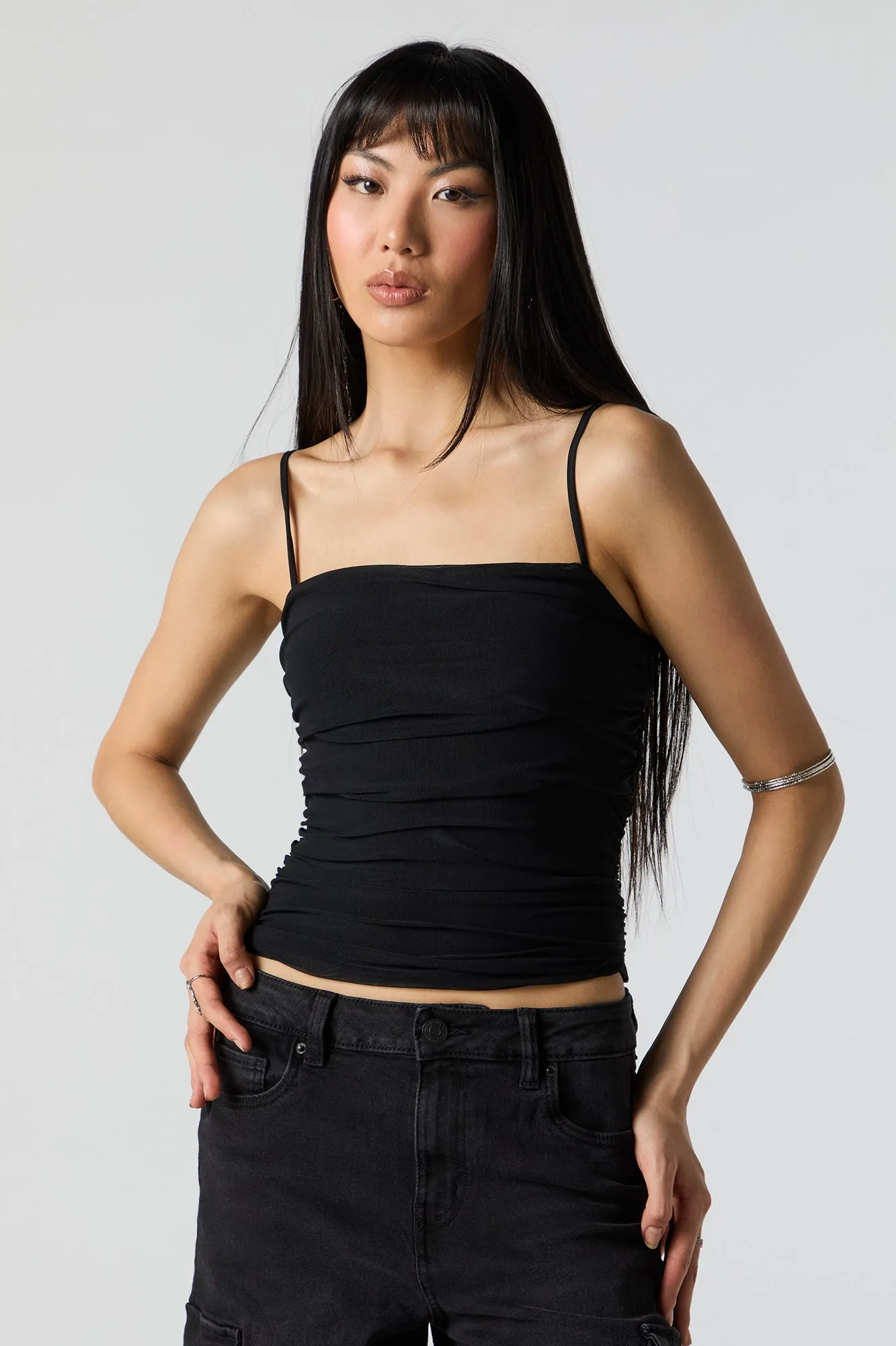 Mesh Ruched Tank sold by Urban Planet product image thumbnail 5