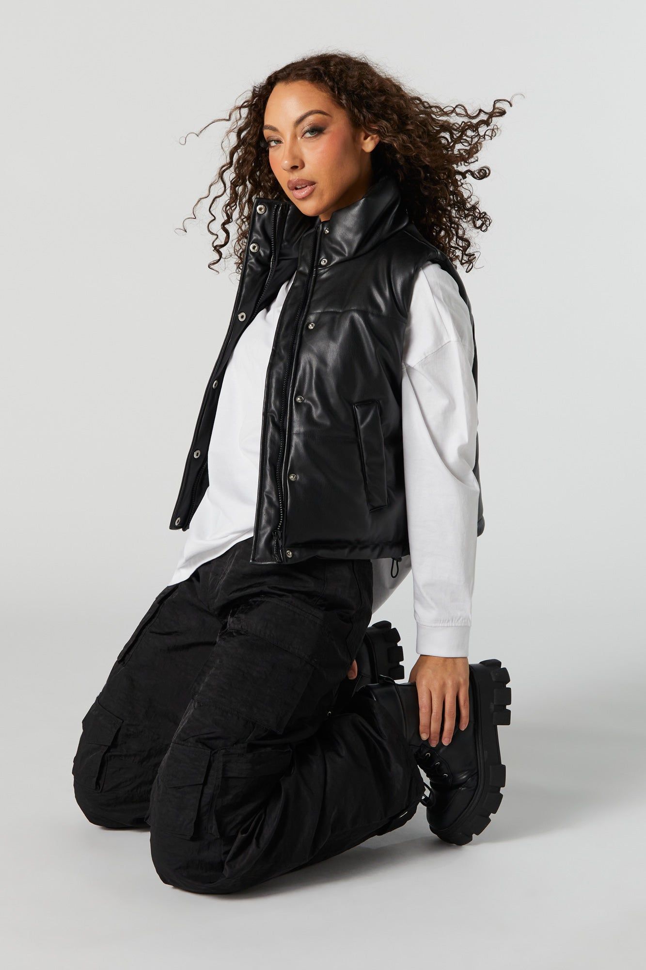 Faux-Leather Puffer Vest sold by Urban Planet product image thumbnail 4