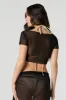 Mesh Front Tie Short Sleeve Crop Top Cover Up sold by Urban Planet