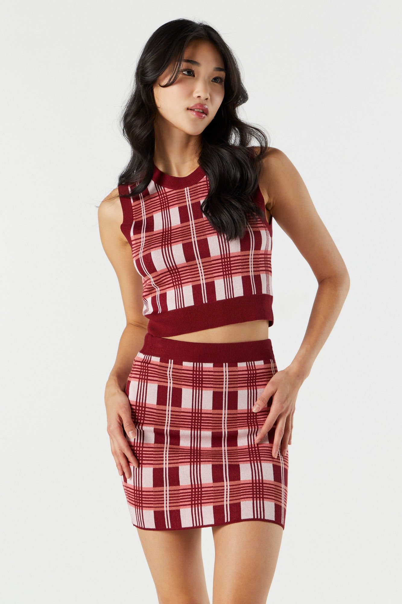 Minirobe en tricot à carreaux sold by Urban Planet