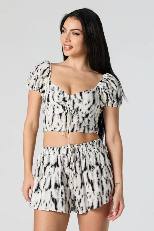 Tie Dye Print Milkmaid Crop Top sold by Urban Planet