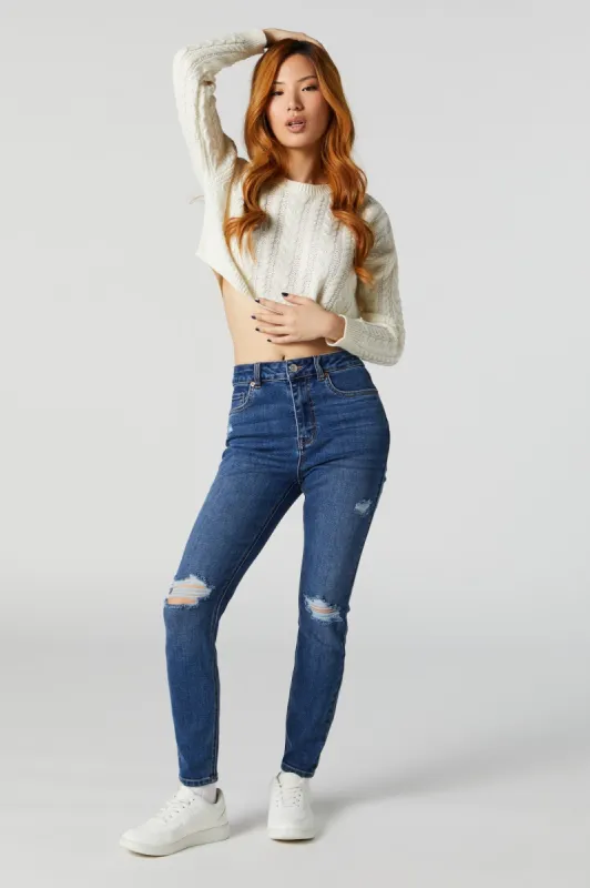 Jean Miami d'aspect usé délavé foncé à taille haute sold by Urban Planet