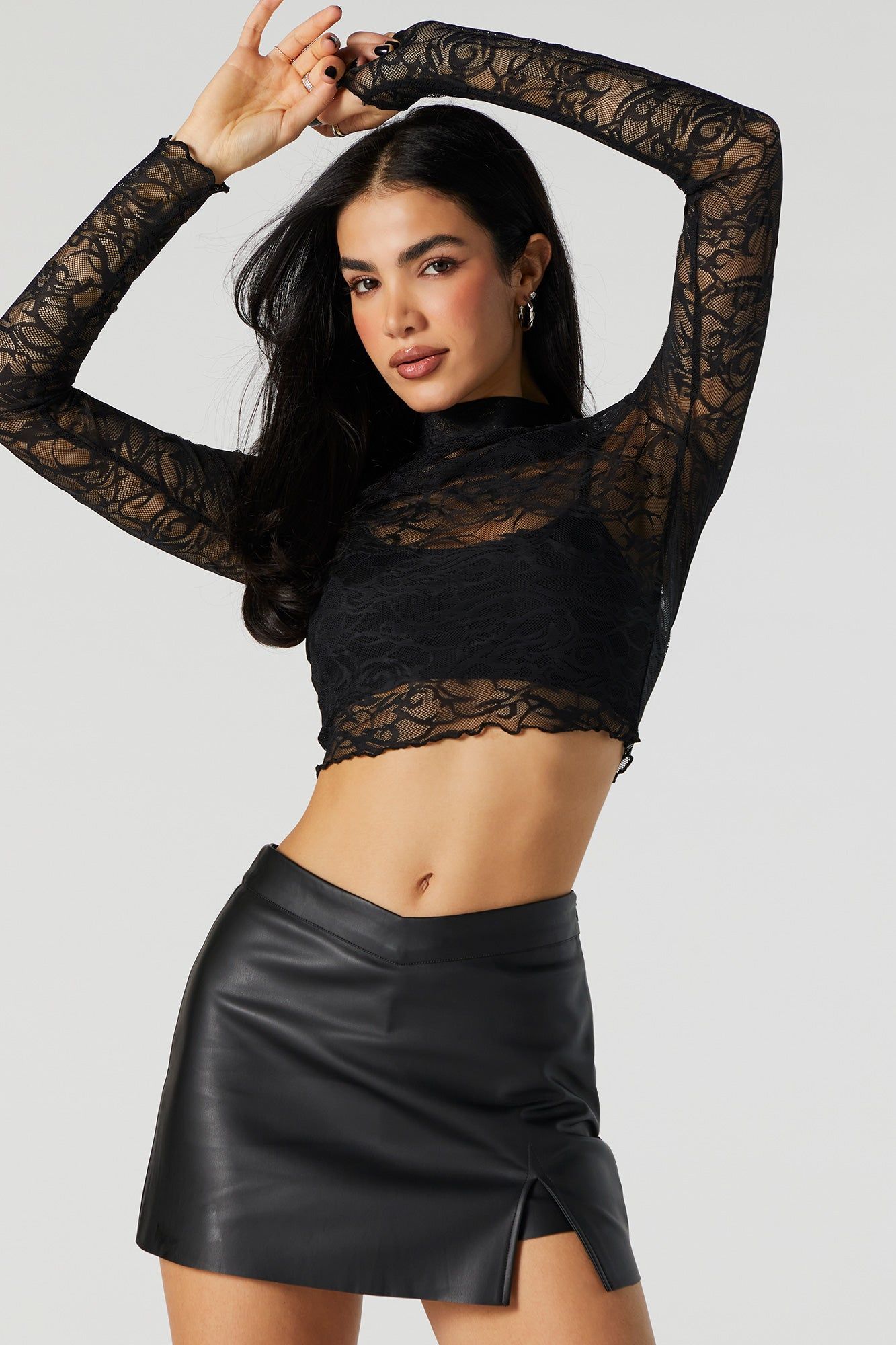 Abstract Lace Mock Neck Long Sleeve Top sold by Urban Planet product image thumbnail 2