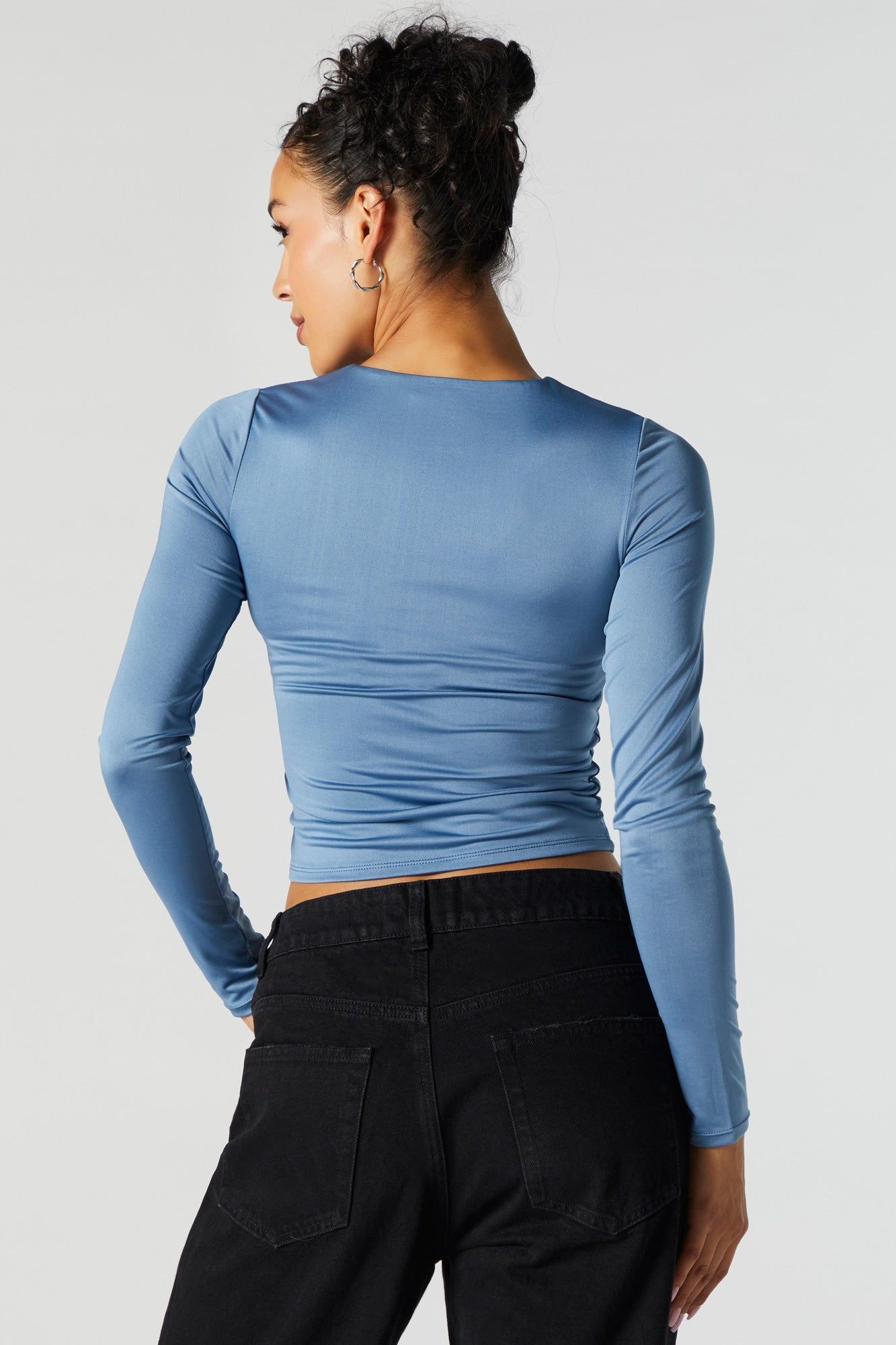 Blue Contour Crewneck Long Sleeve Top sold by Urban Planet product image thumbnail 2