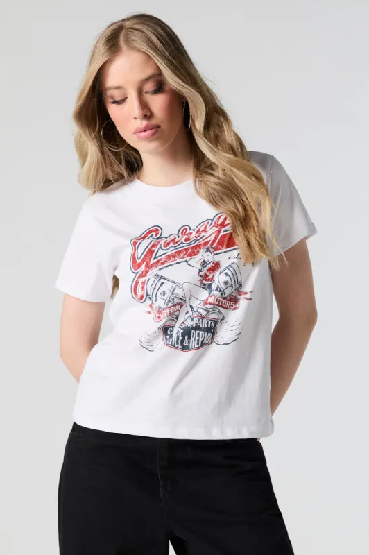 Garage Custom Parts Graphic Distressed T-Shirt sold by Urban Planet