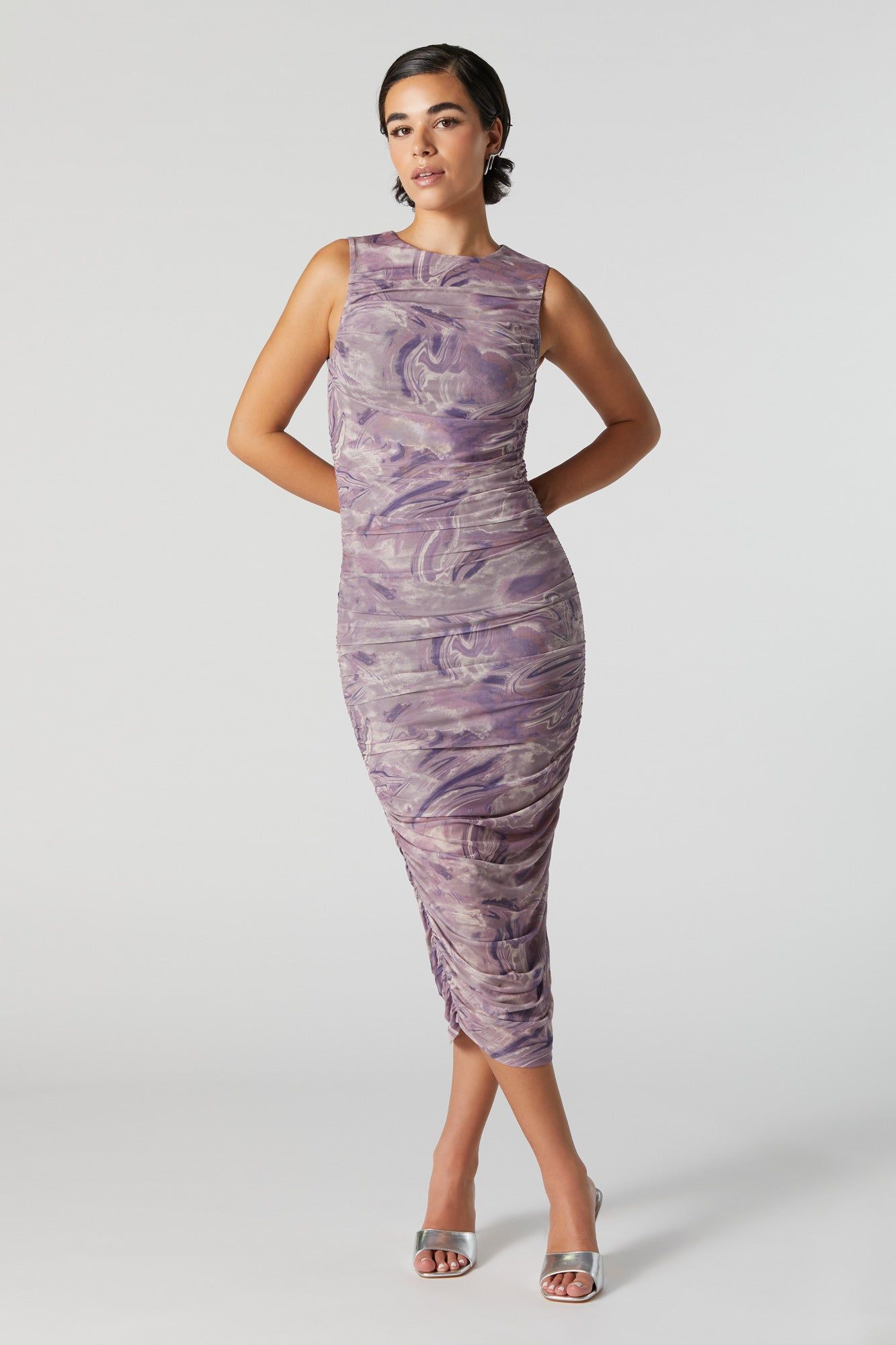 Printed Sleeveless Mesh Midi Dress sold by Urban Planet