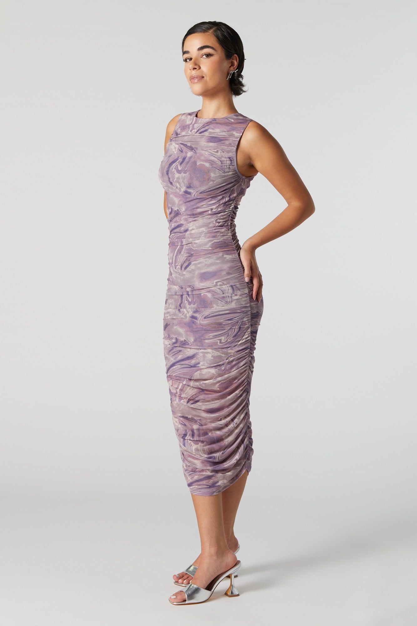 Printed Sleeveless Mesh Midi Dress sold by Urban Planet product image thumbnail 3