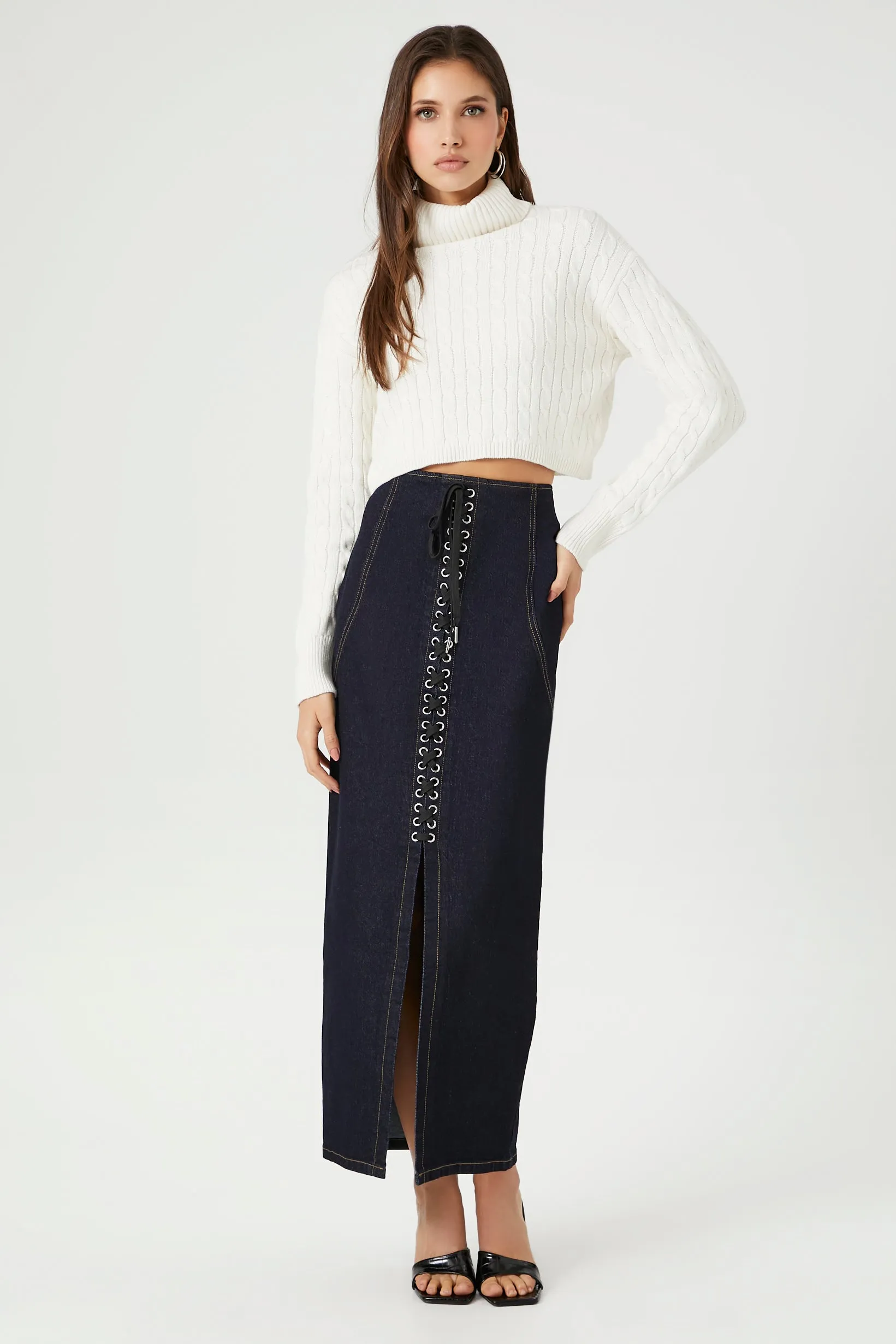 Lace Up Slit Maxi Skirt sold by Urban Planet