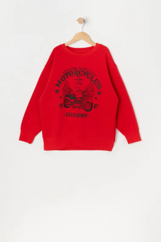 Girls Motorcycles Graphic Oversized Fleece Sweatshirt sold by Urban Planet