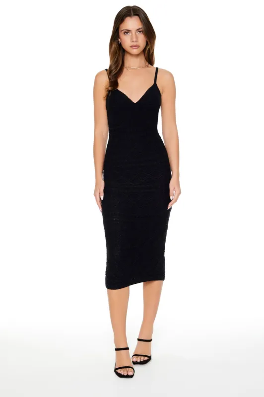 Robe midi moulante crochetée avec encolure en V sold by Urban Planet