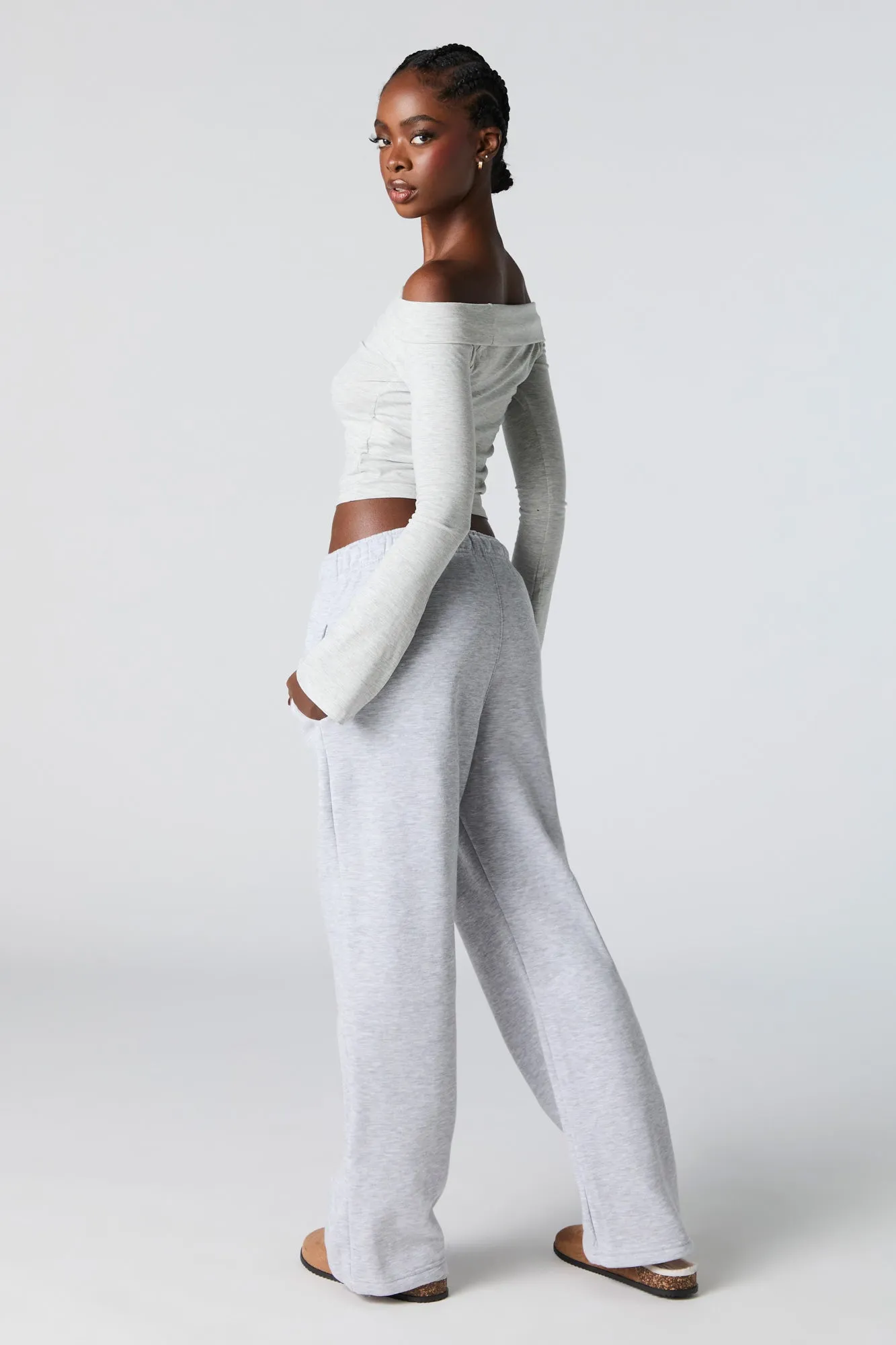 Fleece Wide Leg Sweatpant sold by Urban Planet product image thumbnail 3