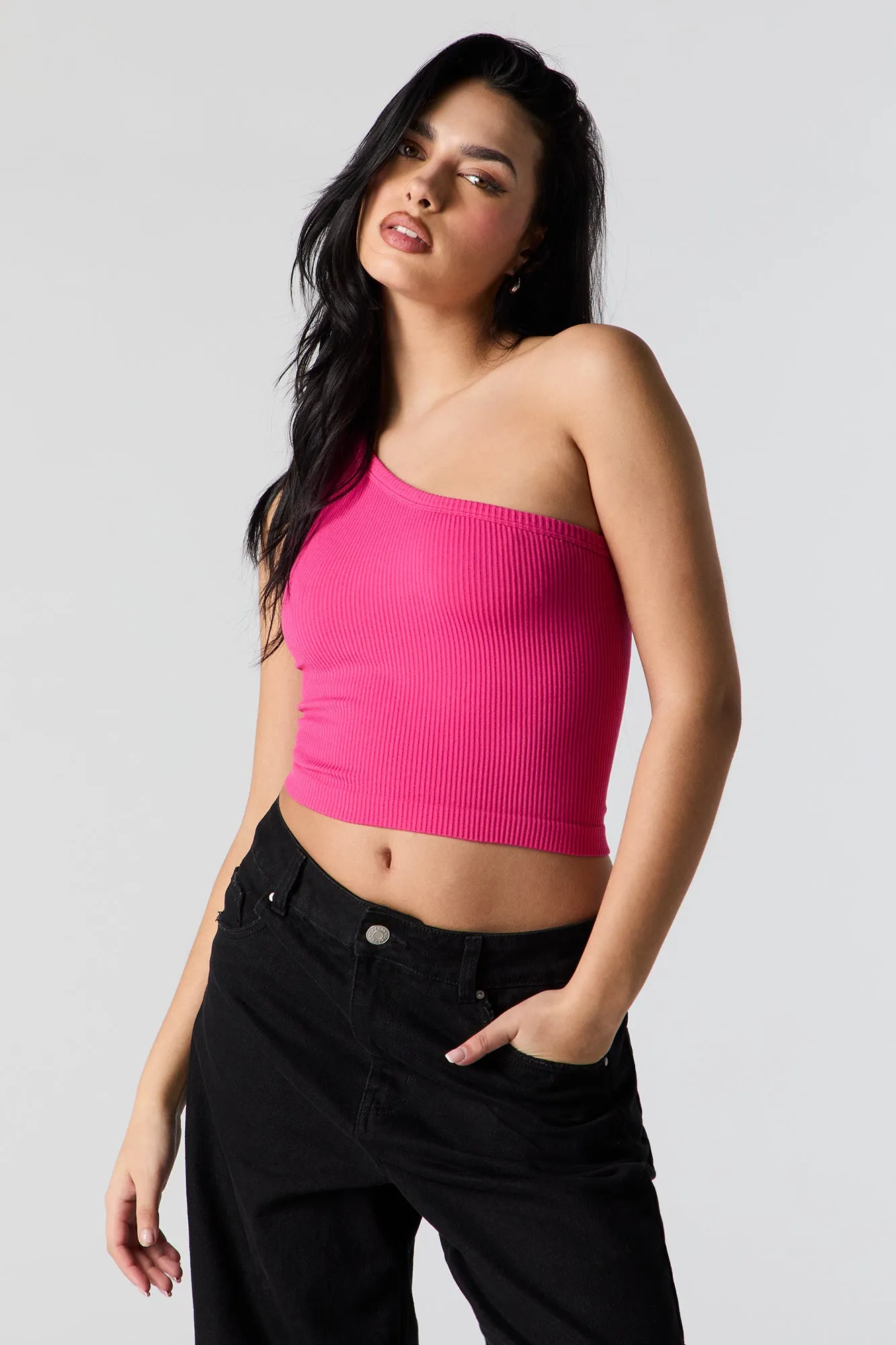 Débardeur côtelé sans couture à épaule unique sold by Urban Planet