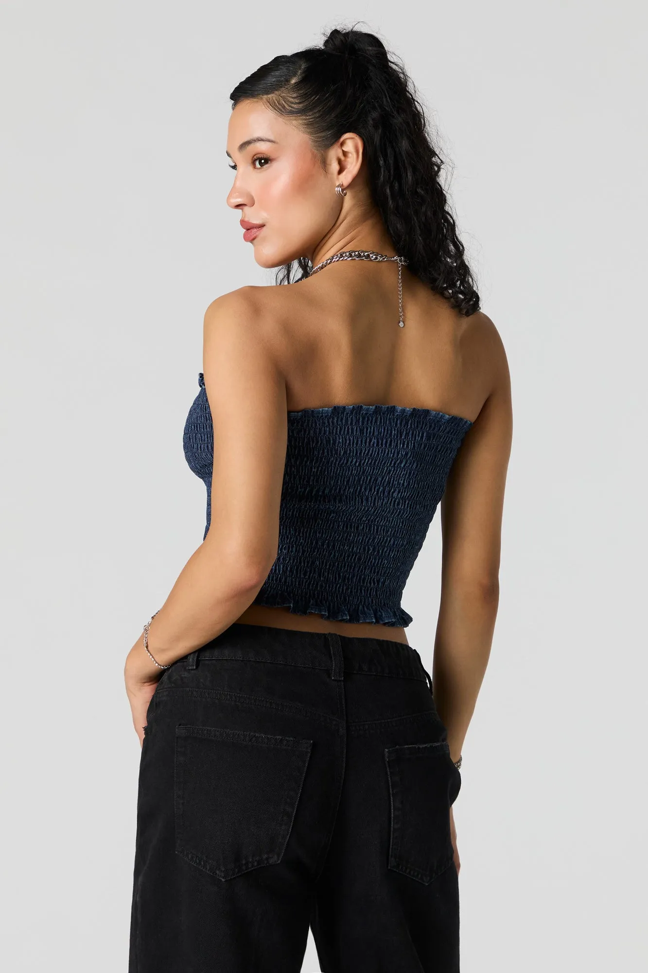 Haut tubulaire smocké en denim sold by Urban Planet product image thumbnail 2
