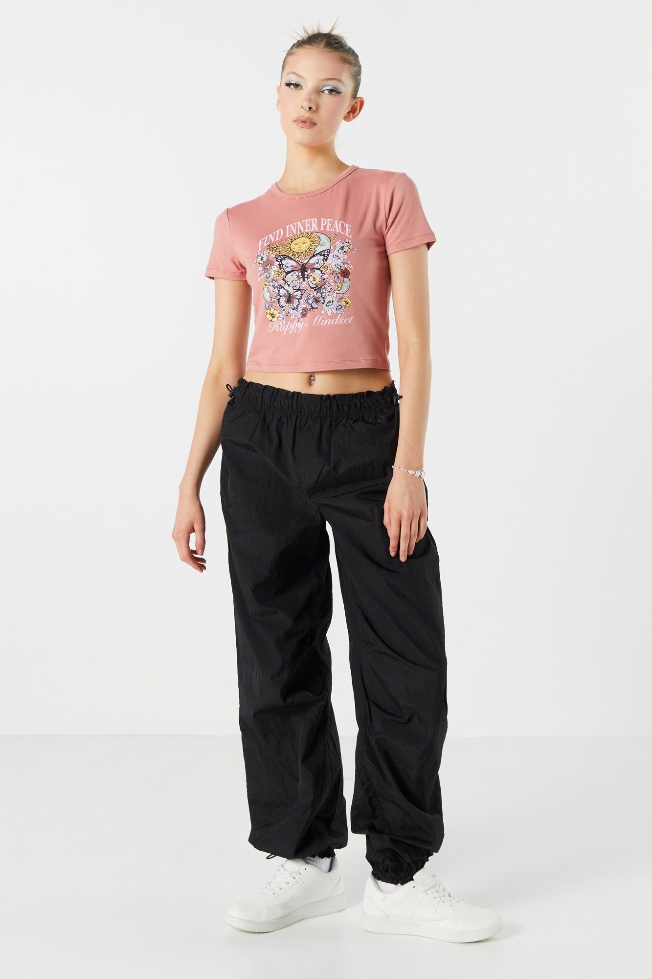 T -shirt ultracourt à imprimé Find Inner Peace sold by Urban Planet product image thumbnail 3