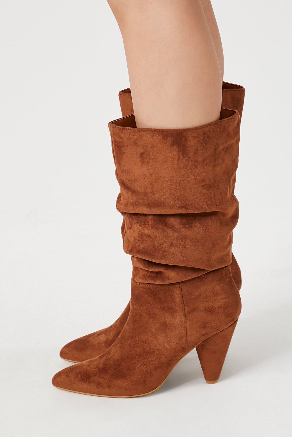 Faux Suede Heeled Boot sold by Urban Planet