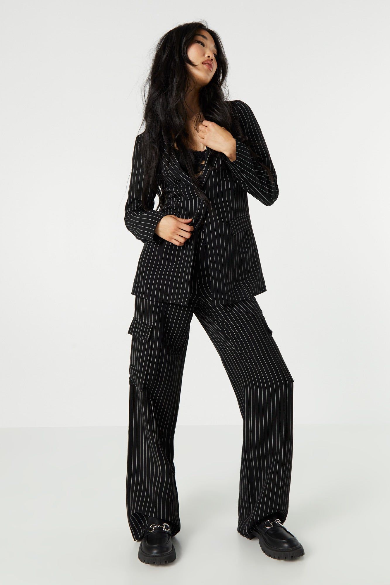 Pantalon cargo habillé rayé sold by Urban Planet