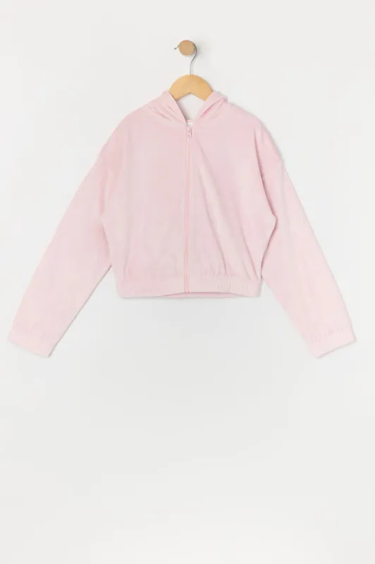 Girls Velour Zip-Up Hoodie sold by Urban Planet