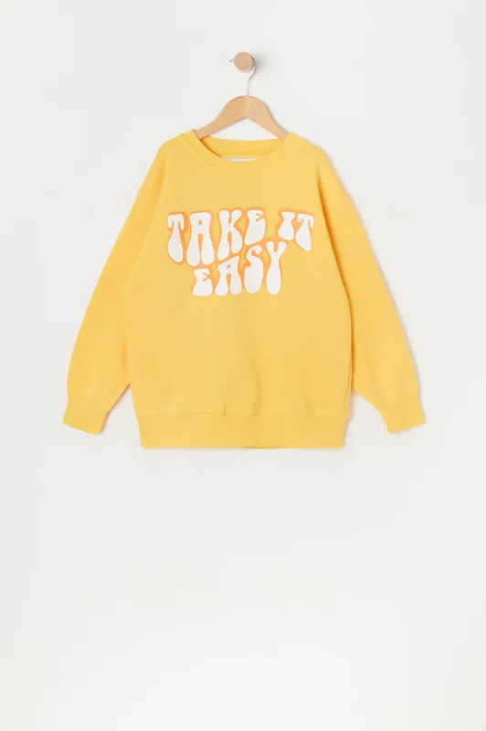 Girls Take It Easy Graphic Oversized Fleece Sweatshirt sold by Urban Planet