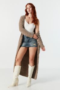 Knit Open Front Longline Cardigan sold by Urban Planet