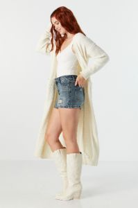 Knit Open Front Longline Cardigan sold by Urban Planet