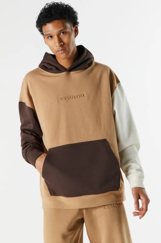 Essential Embossed Colourblock Fleece Hoodie sold by Urban Planet