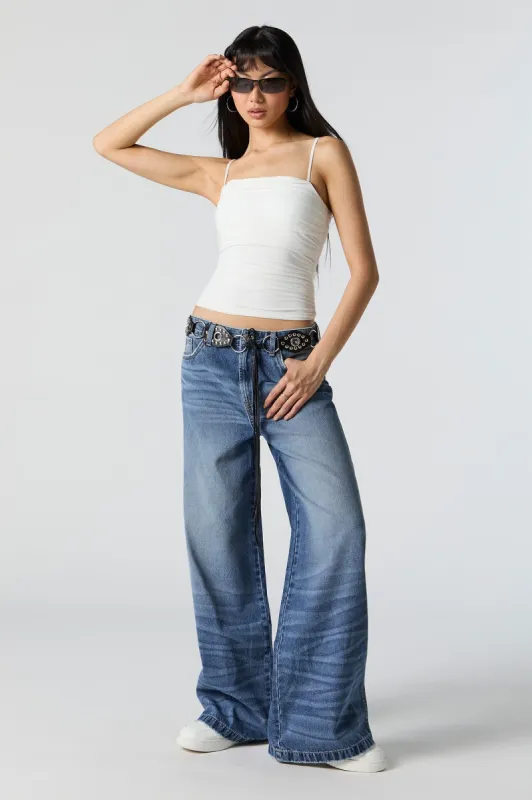 High Rise Dark Vintage Wash Ultra Wide Leg Jean sold by Urban Planet