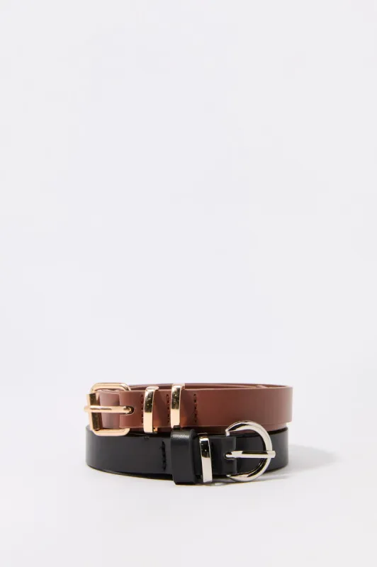 Basic Faux-Leather Belt (2 Pack) sold by Urban Planet