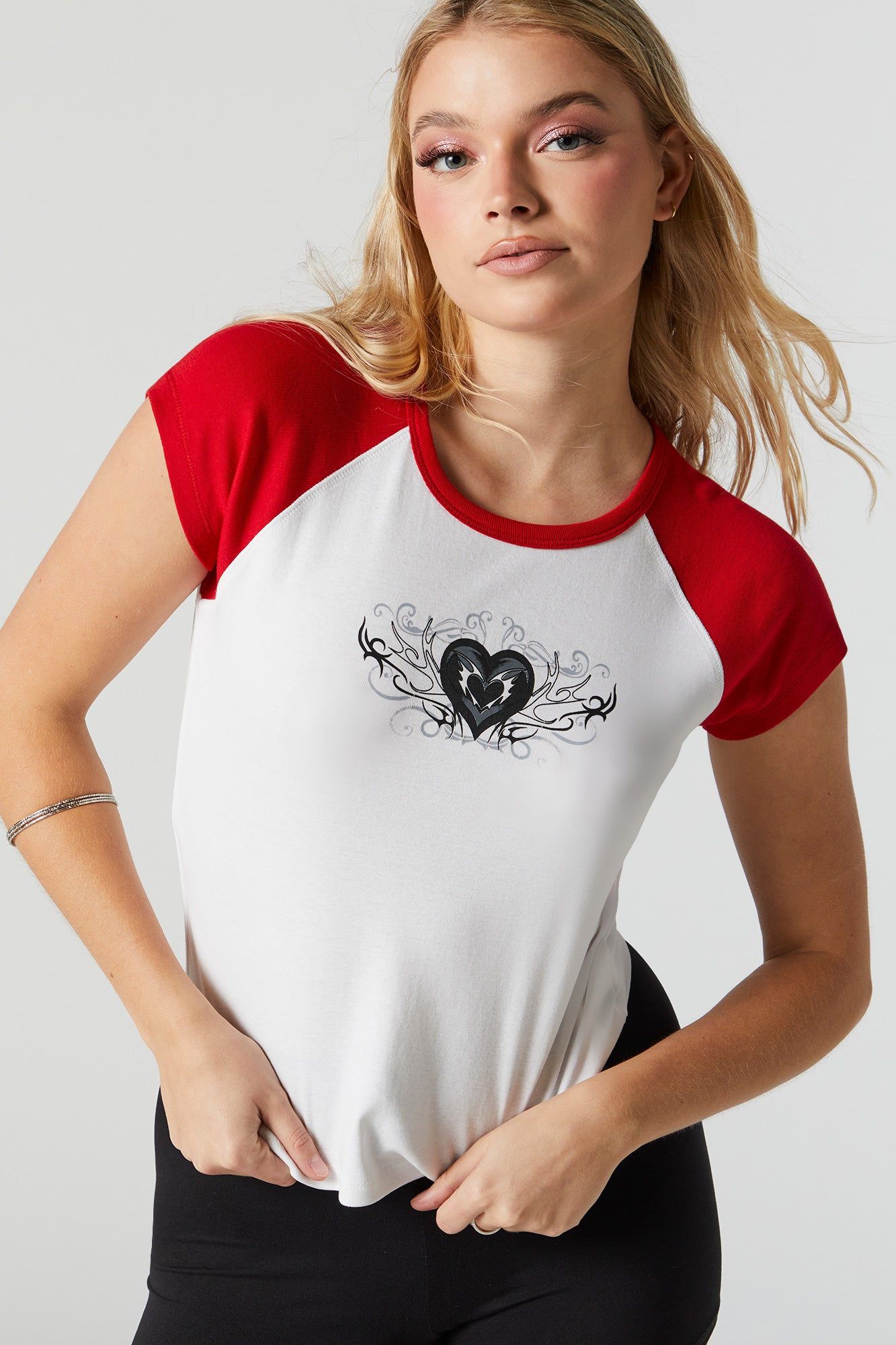 Grunge Heart Graphic Raglan T-Shirt sold by Urban Planet