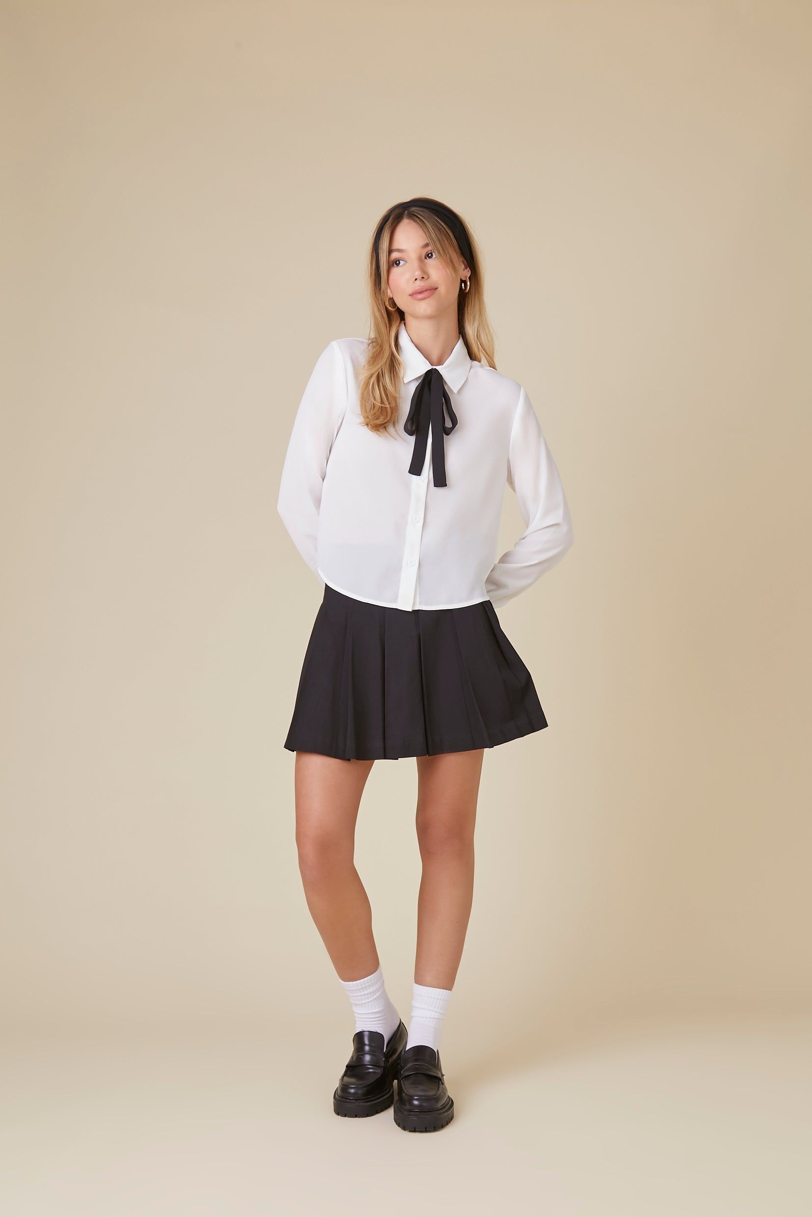 Chiffon Collared Bow Top sold by Urban Planet product image thumbnail 4