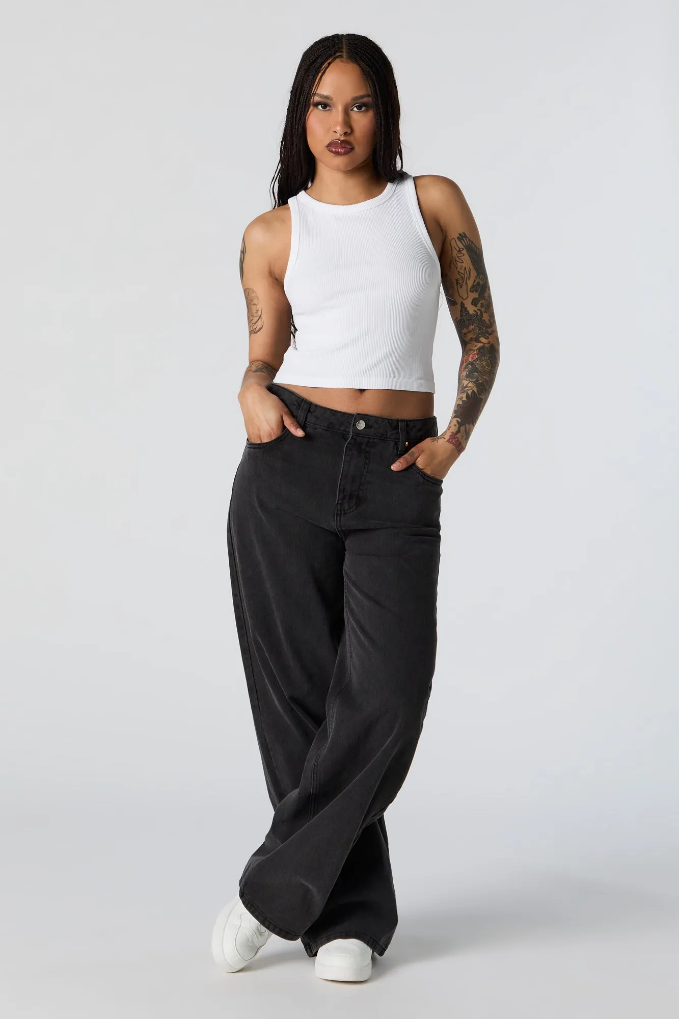 Seamless Ribbed Crewneck Cropped Tank sold by Urban Planet product image thumbnail 3