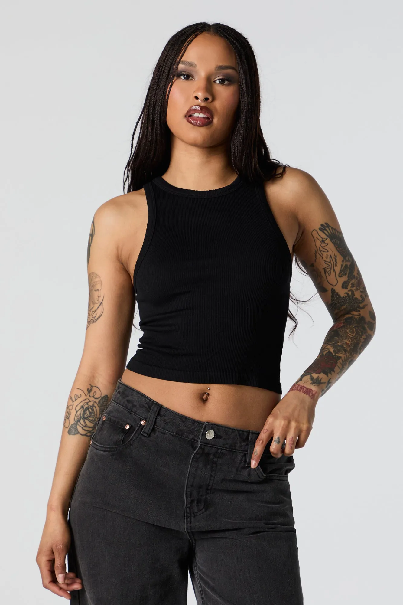 Seamless Ribbed Crewneck Cropped Tank sold by Urban Planet product image thumbnail 4