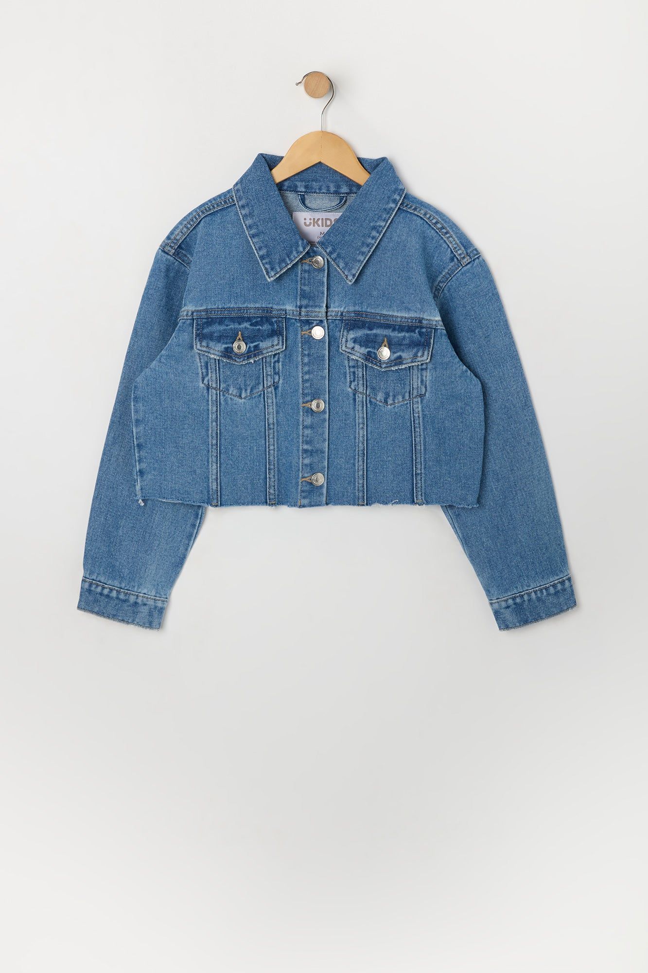 Girls Medium Wash Denim Jacket sold by Urban Planet product image thumbnail 3
